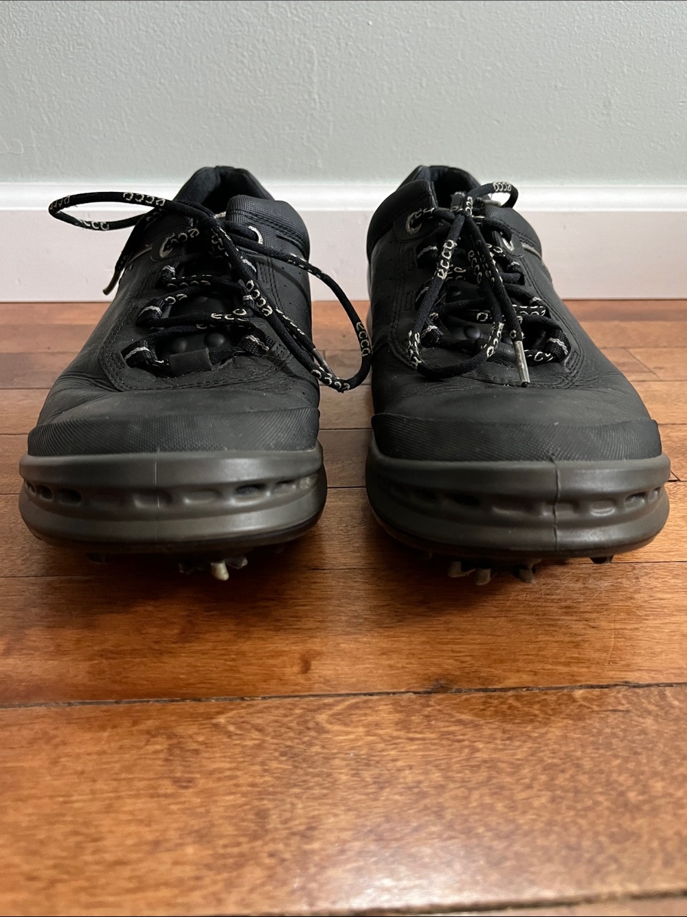 ECCO Natural Motion Hydromax Golf Shoes Black Leather Soft Spike Cleats - Picture 5 of 14
